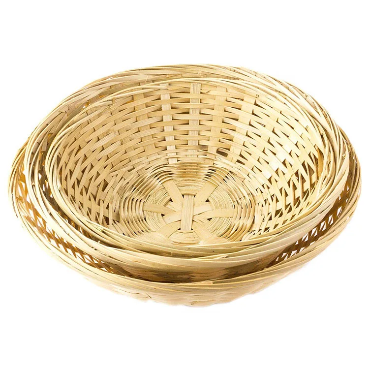 Amololo Handmade Rectangular Wicker Fruit Box Rattan Basket for Kitchen Bathroom Storage Food Safe-Bamboo PP Fabric Material