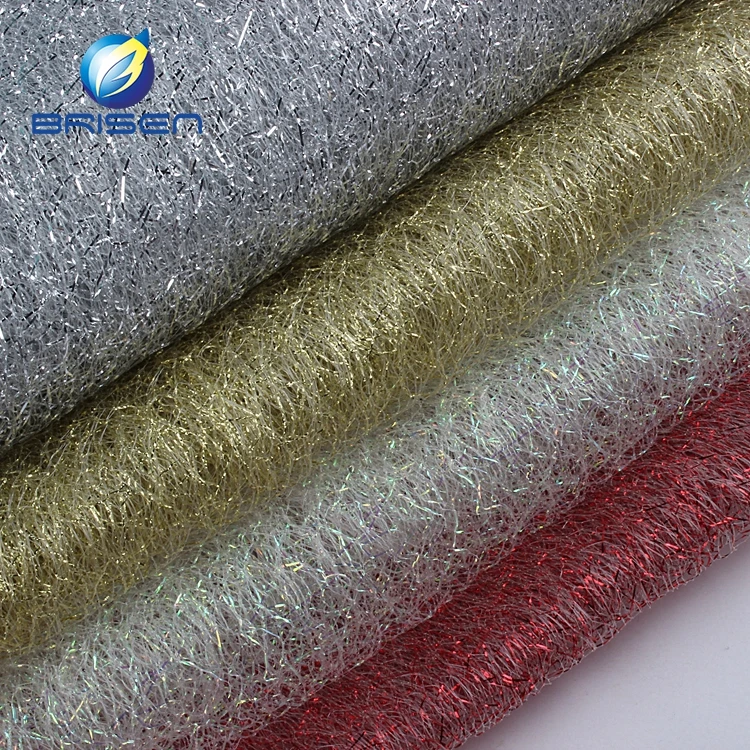 Оптовая продажа 100% нейлоновая Серебряная сетчатая Тюлевая ткань цвета шампанского рождественские украшения блестящие золотые или серебряные металлические