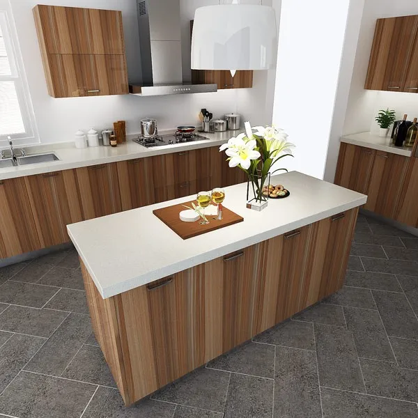 Modern Kitchen Cupboard with Melamine Board Carcase Wall Mounted Hinge Faucet and Sink-Rady Made for Kenya Project