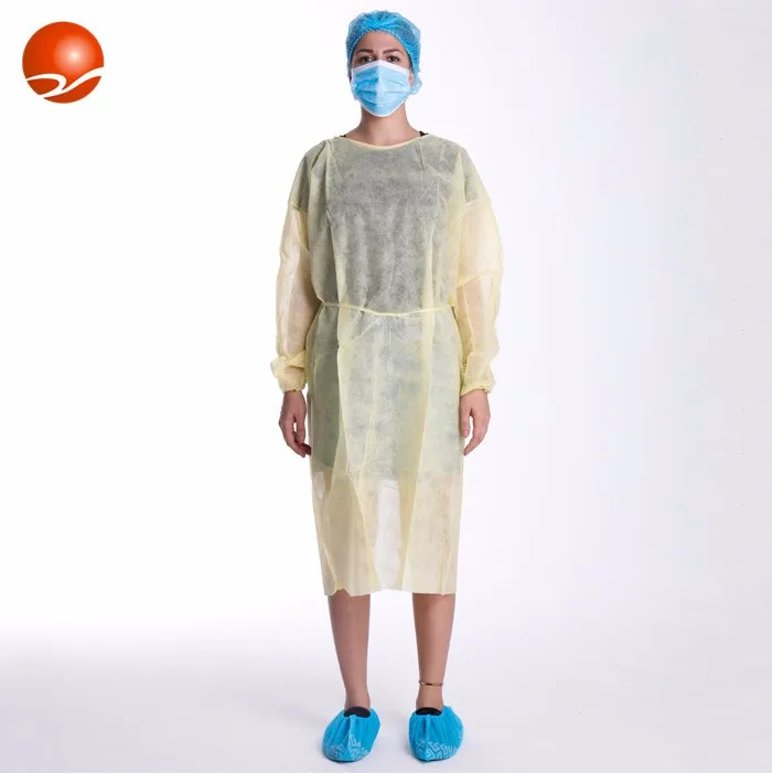 Disposable Isolation Gown Polypropylene Lab Gown with Elastic Wrists Long Sleeve Fluid Resistant