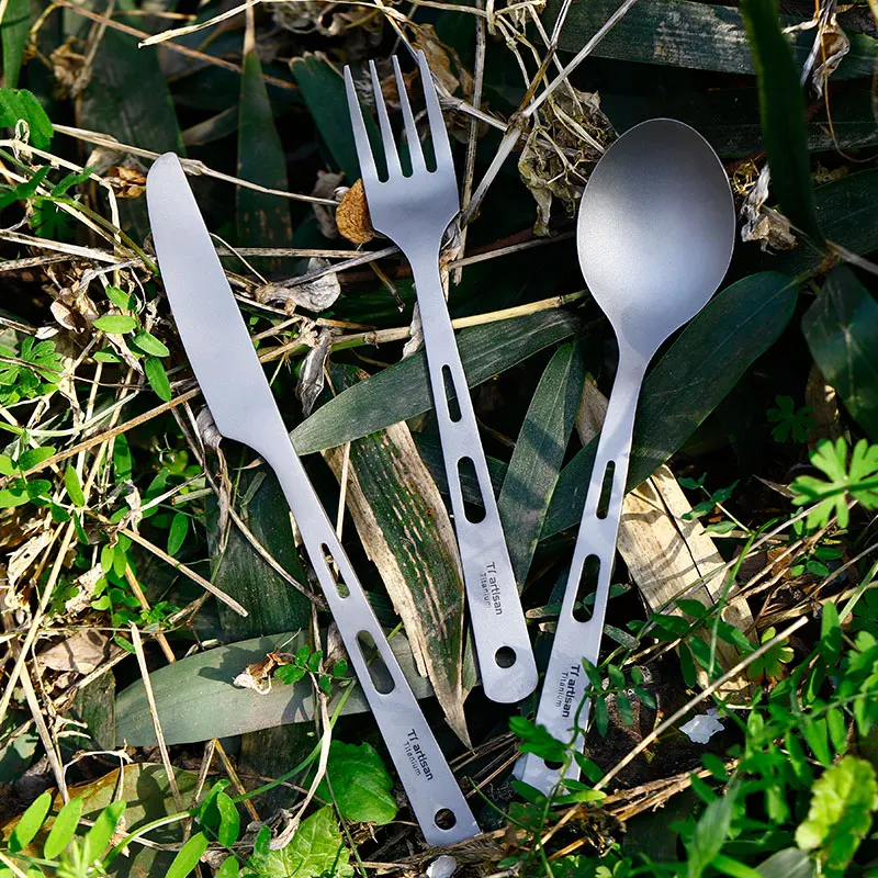 Pure Titanium Fork Spoon Set Portable Cutlery Set Outdoor Cutlery Set