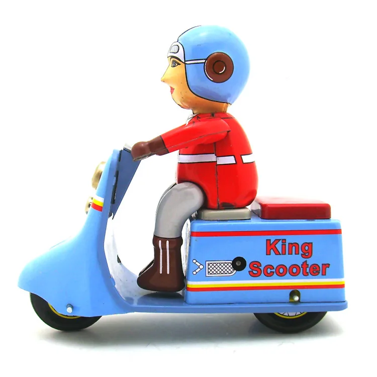 Винтажный жестяной игрушечный скутер King Wind Up для коллекции взрослых