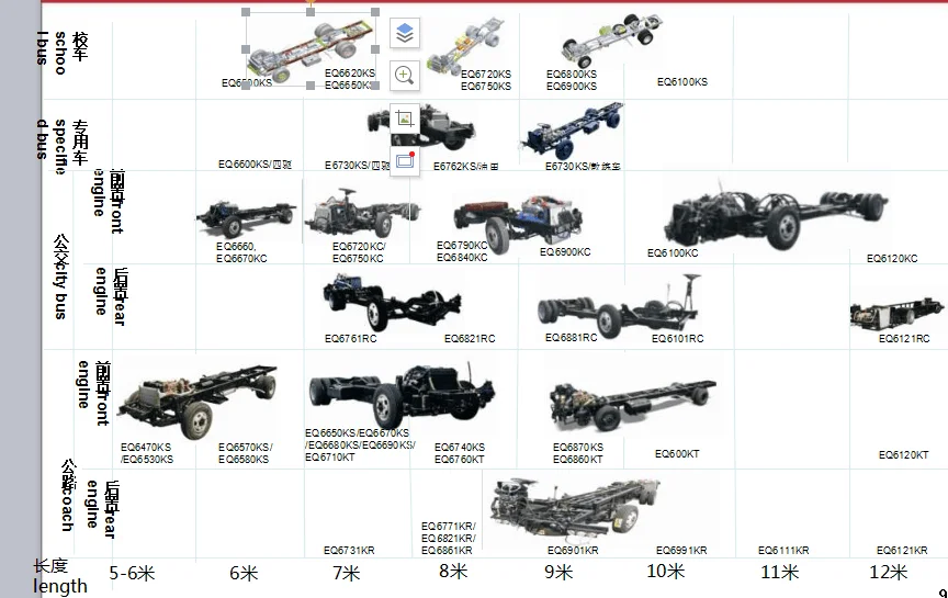 Dongfeng 8 м передний двигатель шасси для автобуса с левым/правом