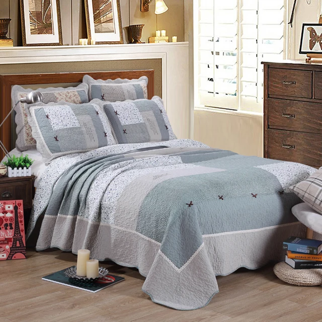 Vintage Cotton Blanket Hand Stitch Bed 