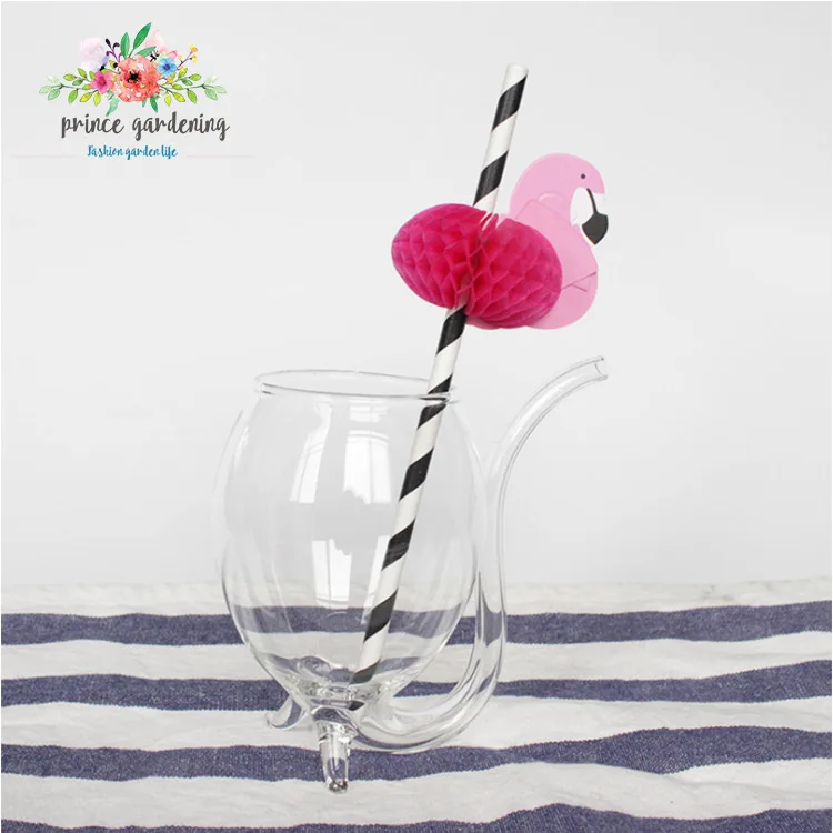 
 Оптовая продажа, биоразлагаемые праздничные полосатые бумажные соломинки с фламинго  