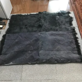 Super Soft Sheepskin Fur Area Rugs for Bedroom Floor Shaggy Silky Plush Carpet black Faux Fur Rug B