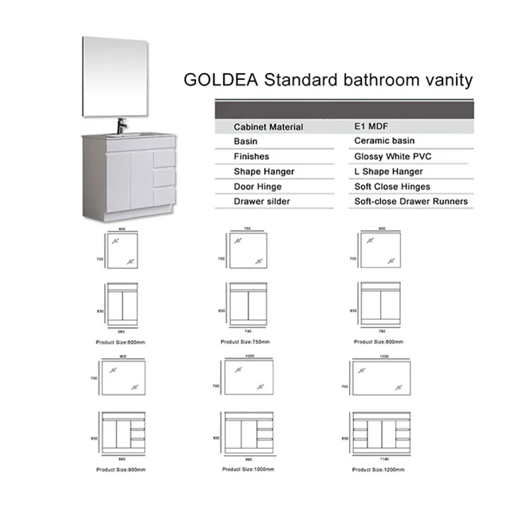 Блестящий белый туалетный столик для ванной комнаты в австралийском стиле полный комплект туалетного столика