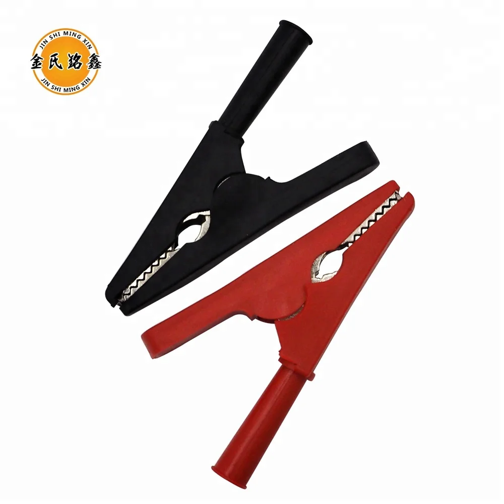 2x Crocodile Clamp with Bolt 58mm RED BLACK CLIP 