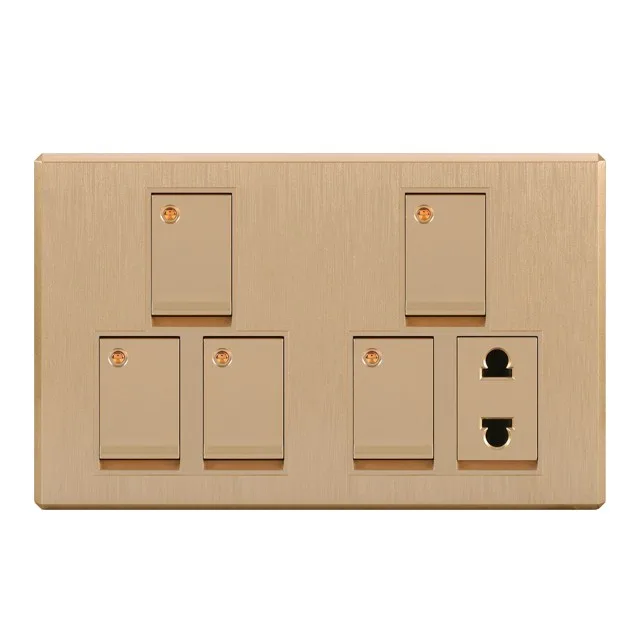 Single Panel Wall Switch Socket 10 Gang Pakistan Style Iron Plate 16A Max. Current 250V Max. Voltage