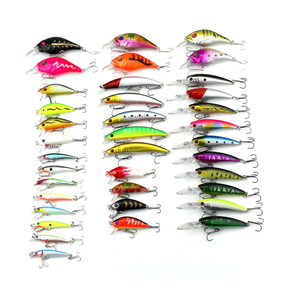 37pcs/lot Assorted Bait Fishing Lures Mixed Sets Minnow Lure Crank Baits Tackle