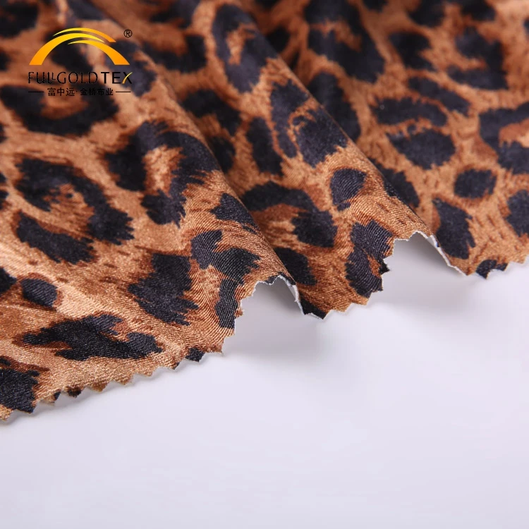 Hot sales leopard grain elastic polyester digital printed velvet fabric for dress