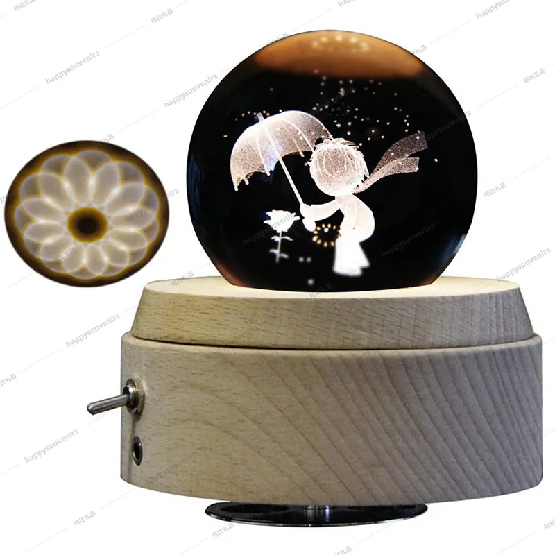Романтическая 3D Музыкальная шкатулка с хрустальным шаром колесо обозрения светящаяся вращающаяся на деревянной основе со светодиодной