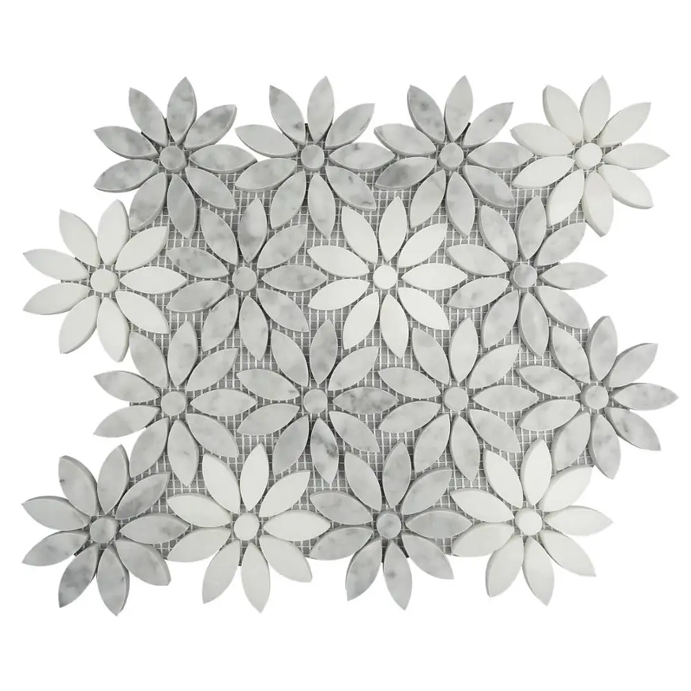 Wonderful Flower Stone Mosaic Art Design for Kitchen Pool Living Room and Interior Wall Decor Resin and Marble Material Tile