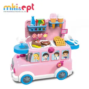 EPT Kid Multifunction Pretend Food Play Set Dessert Big Bus Toy with Light