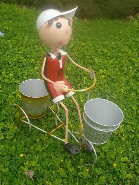 Metal   doll carrier With bike basket plant  as show