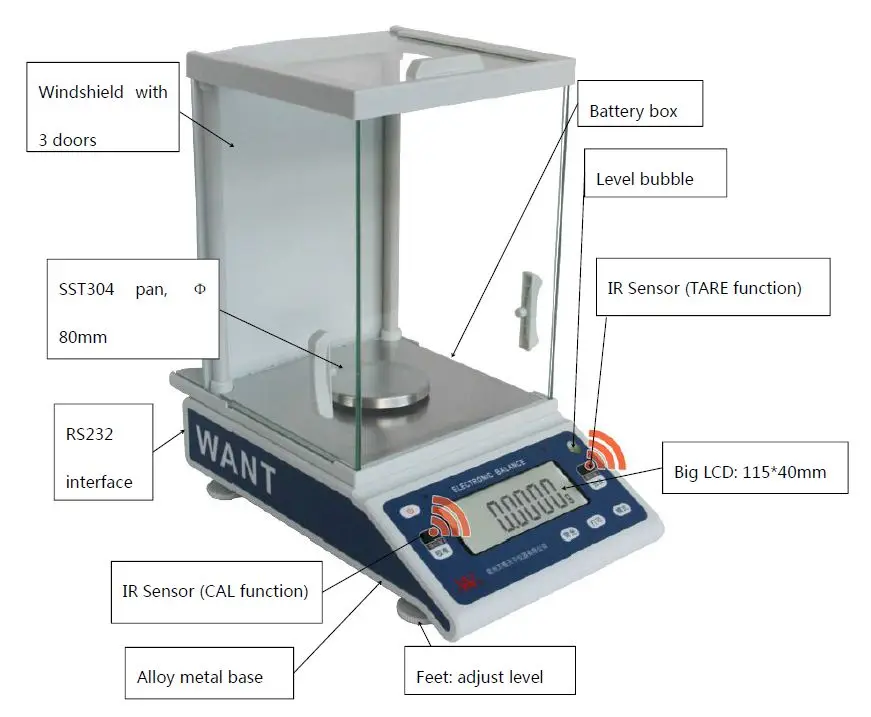 300g 0.1mg Range Digital Analytical Balance Scale for Laboratorie