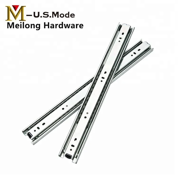 Meilong HardwareTelescopic Channel Drawer Slide / Kitchen Drawer Parts/Ball Bearing Cold Roll Iron Telescopic Drawer Slide