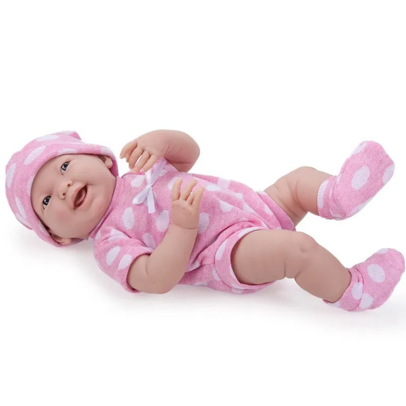 15”Pink Dot Newborn Girl Baby Doll Vinyl Toys