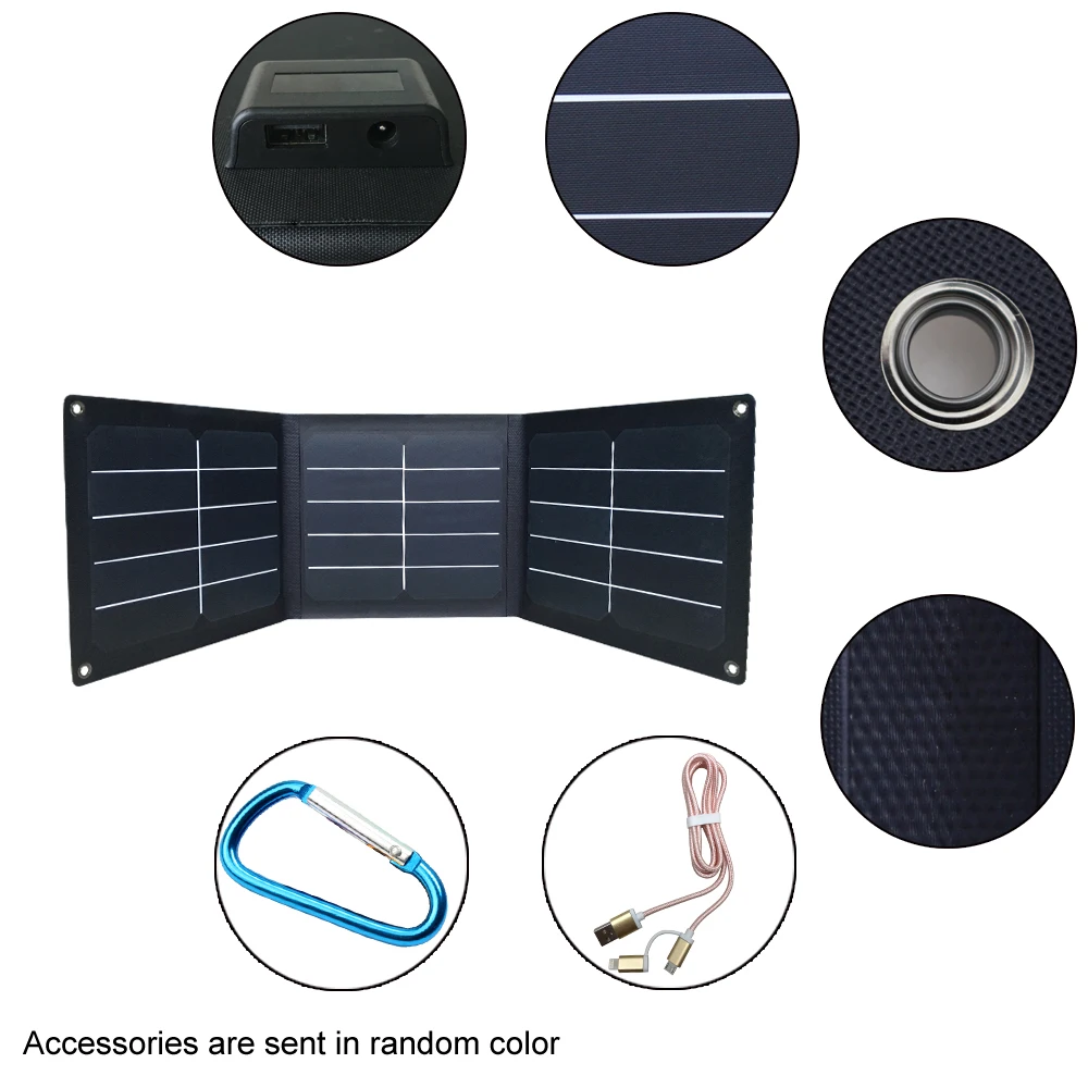 
Солнечное зарядное устройство 34 Вт Sunpower складная солнечная панель с выходом постоянного тока и Usb для сотовых телефонов Powerbanks планшетов и ноутбуков 