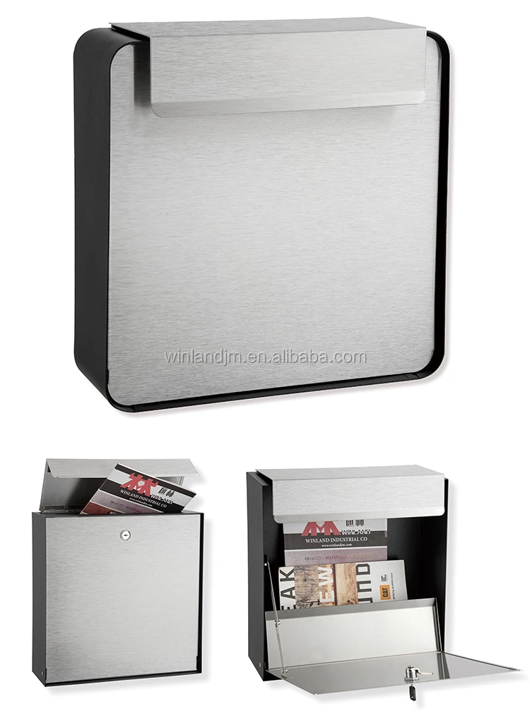 Key Lockable Modern Steel Wall-Mounted Mailbox Outdoor Letter Box With ...