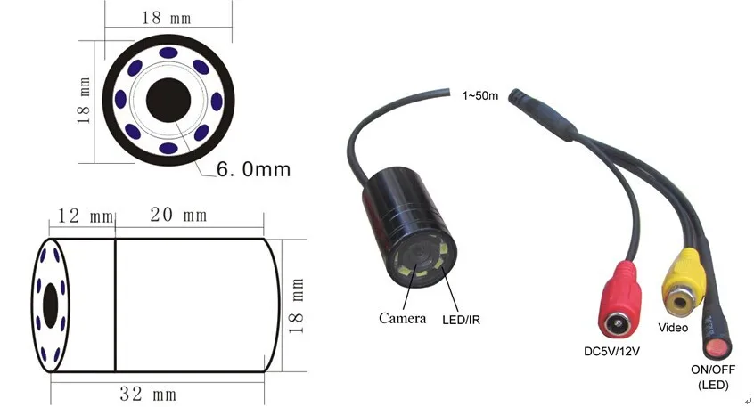 Mini CCTV Camera Video Night Vision Waterproof 6 LED Infrared Surveillance IP68 CMOS HD Camera