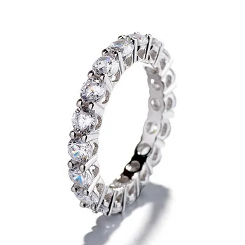925 Silver Wedding Ring Band Jewelry,Round Cut Diamond Ring,Unique Eternity Ring for Girl