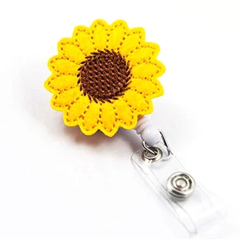 Wholesale Felt Sunflower Retractable ID Badge Holder For Fashion Accessories