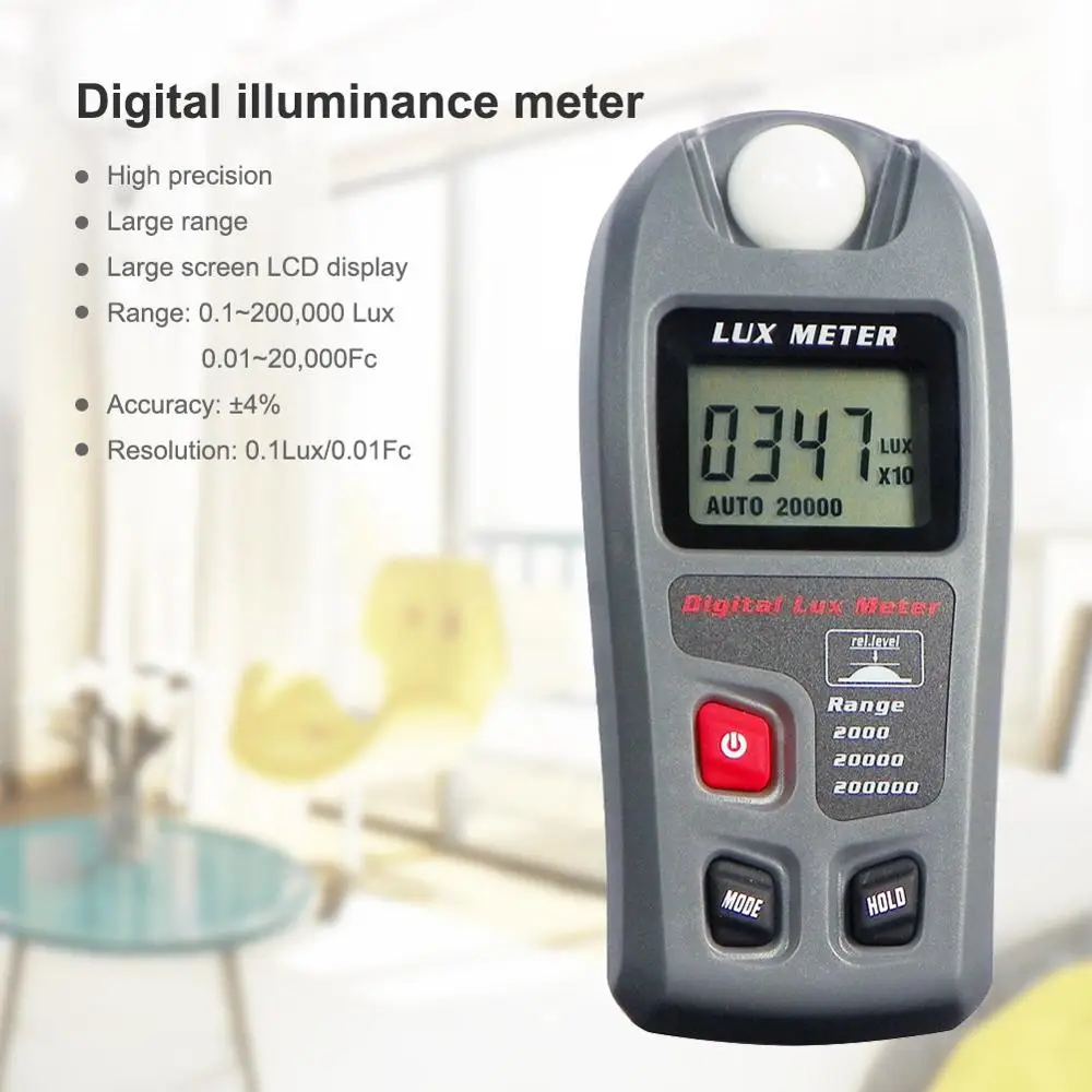 FC Meter Luminometer Photometer Luxmeter Light Meter 0-200000 Lux Digital Lux 