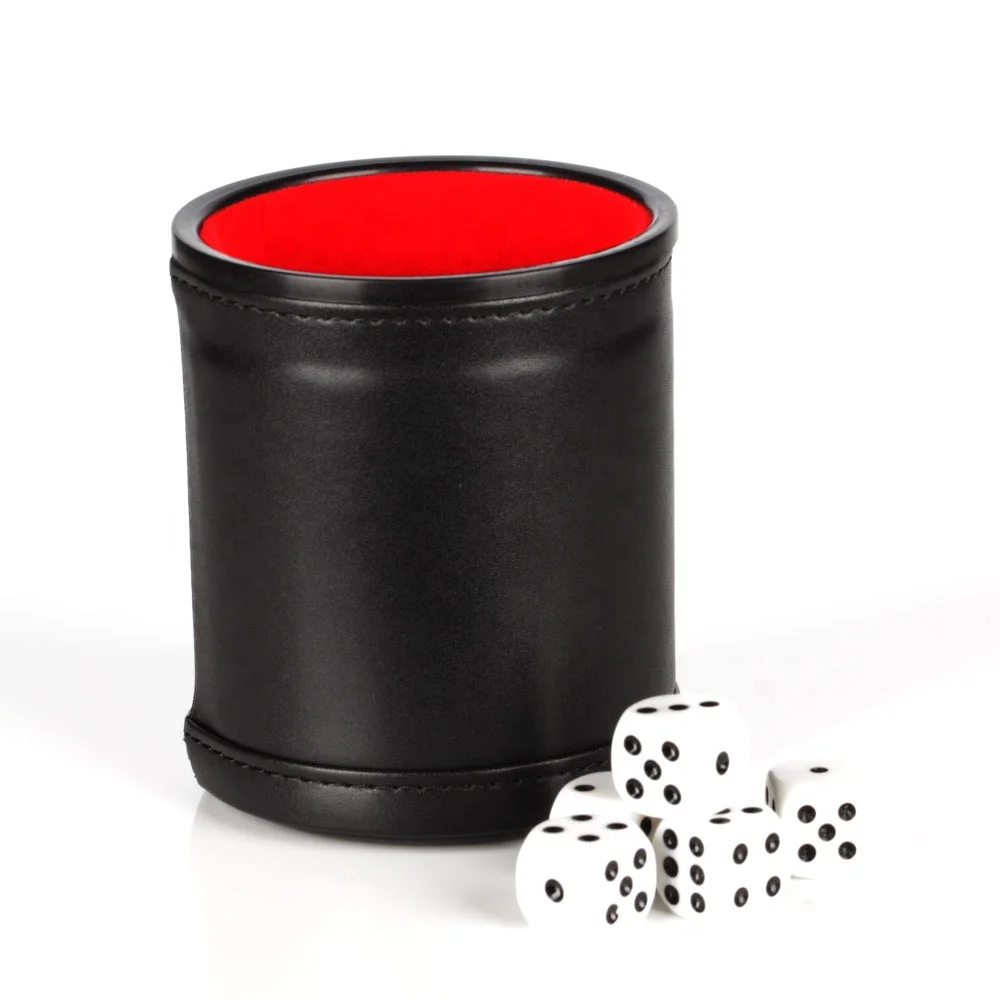 Professionele Stille Lederen Dobbelschudbeker Set Met Opvouwbare Dobbelstenen Rolling Tray Dobbelstenen Cup Set Voor Dice Games Met Rode Dobbelstenen