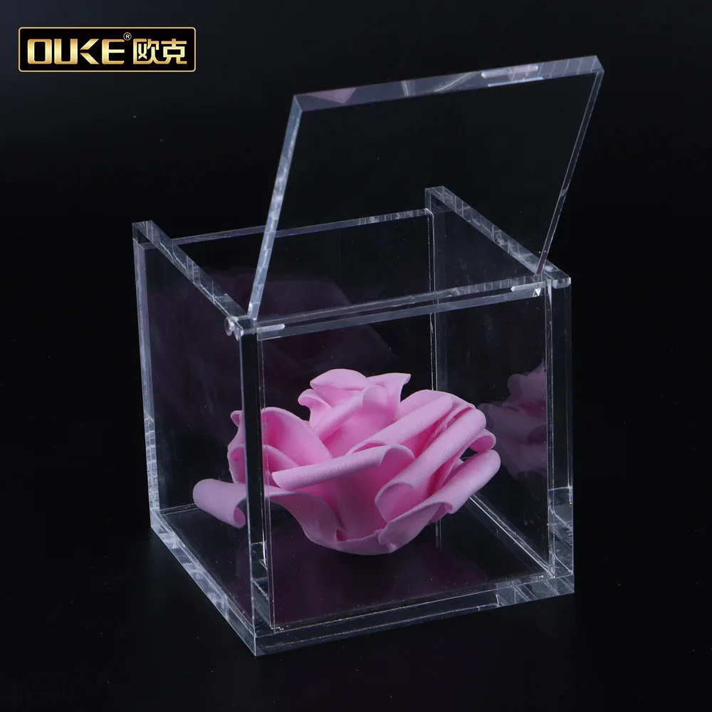 Small square Acrylic Box with Lid clear Acrylic Preserved Rose Flower Box Acrylic Box for Flower