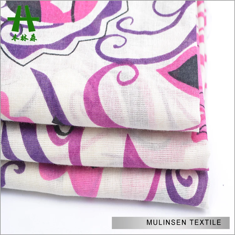 Mulinsen текстиль простой тканый 60S чесаная вуаль печатная ткань 100% хлопок для