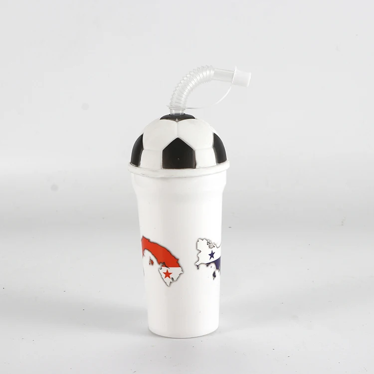 Пластиковый футбольный кубок с крышкой и соломинкой 12 унций с логотипом на заказ