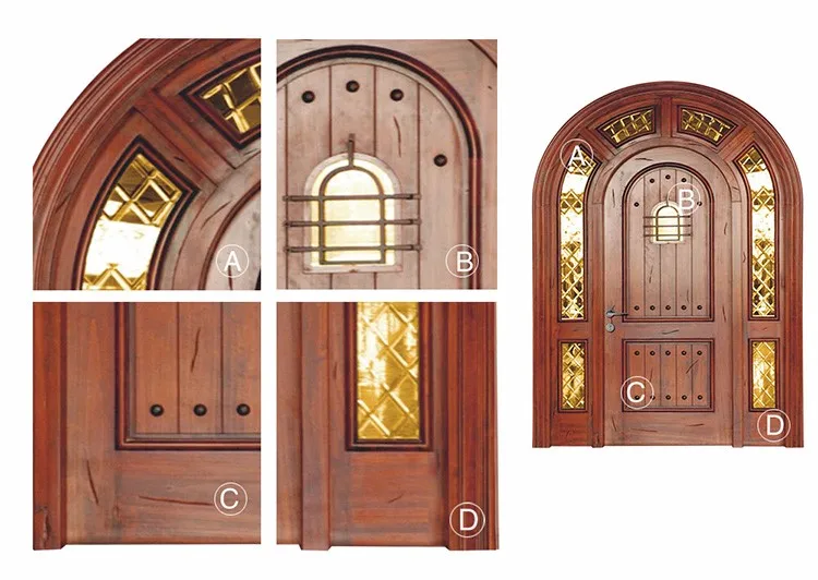 Factory Price Arch Main Gate Design Round Entry Doors With Vision Window Sidelites