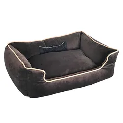 Hot selling in Europe and America soft brown rectangle dog bed Velvet Pet bed dog bed velvet NO 6