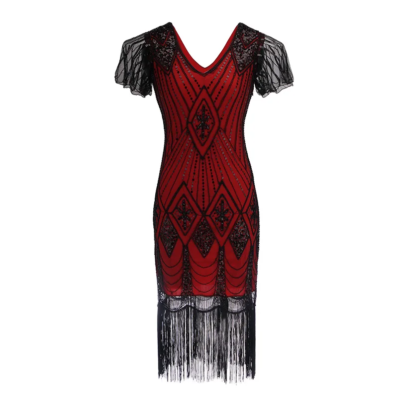 Coldker Ladies 20s 1920s Roaring Flapper Costume Sequin Gatsby Black Blue Fancy Dress