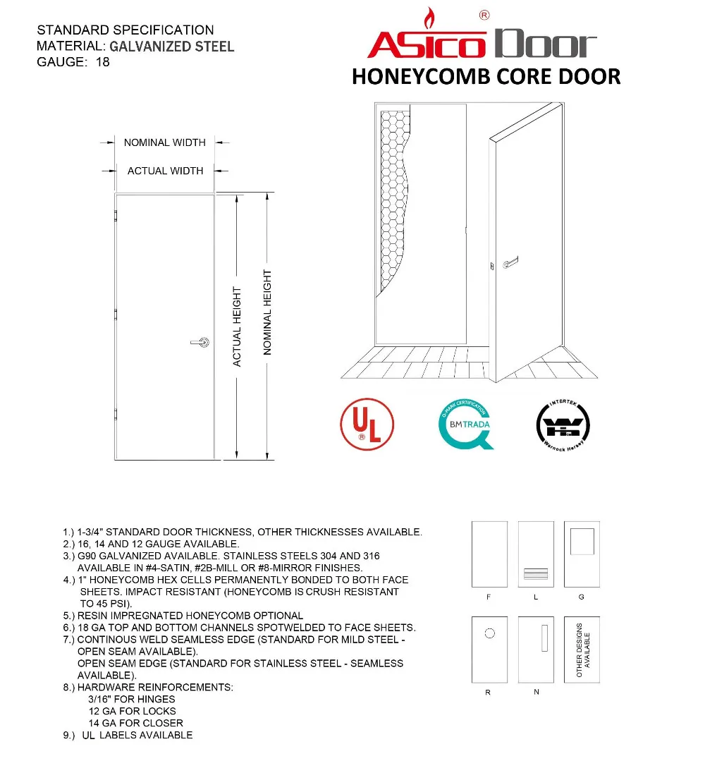 Asico Commercial Fire Rated Fireplace Steel Door With Ul Certified ...