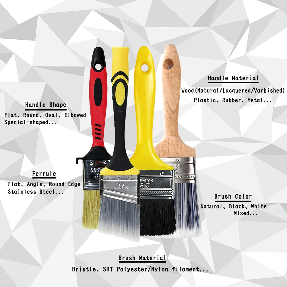 Custom Logo Paint Brushes Wall Professional Wooden Handle Painting