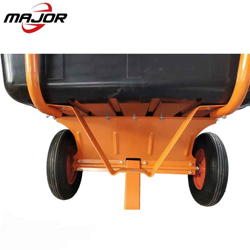 300L New HDPE Material POLY Tray Garden Cart Garden Rubbish Storage Bucket Lawn Mower Trailer Dump Cart Plastic Garden Cart