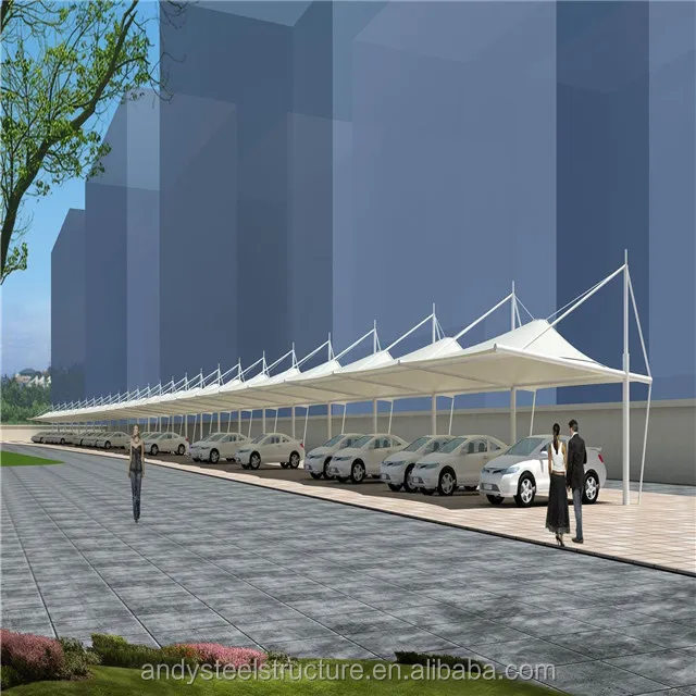 Tensile Membrane Shade Steel Structure Car Parking Shed Roof Design