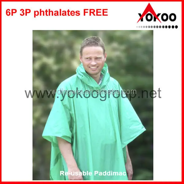Custom design Recyclable Individual Packed Disposable PE Rain Poncho
