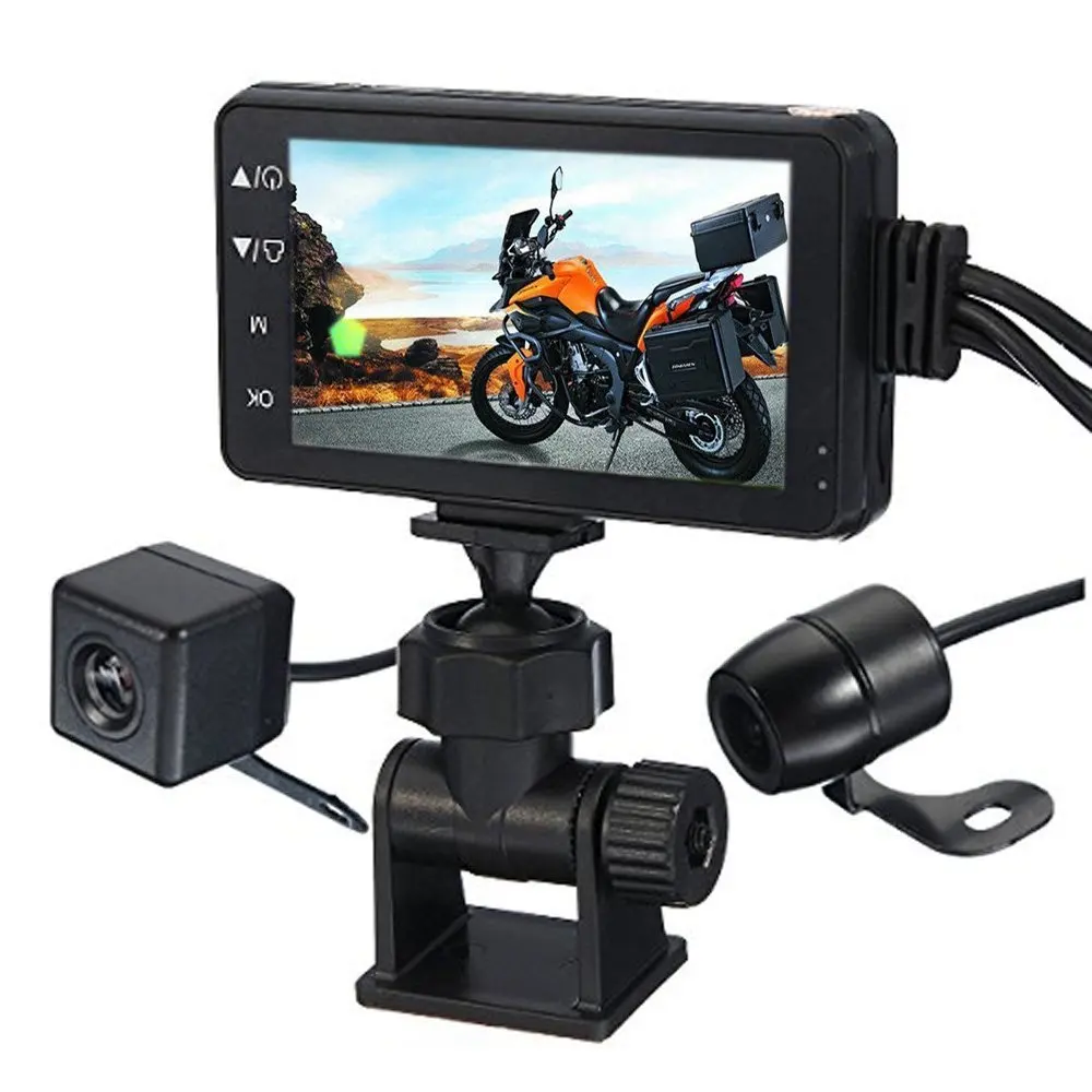 720P 3 Inch LCD Screen Dual Lens Motorcycle Camera Recorder