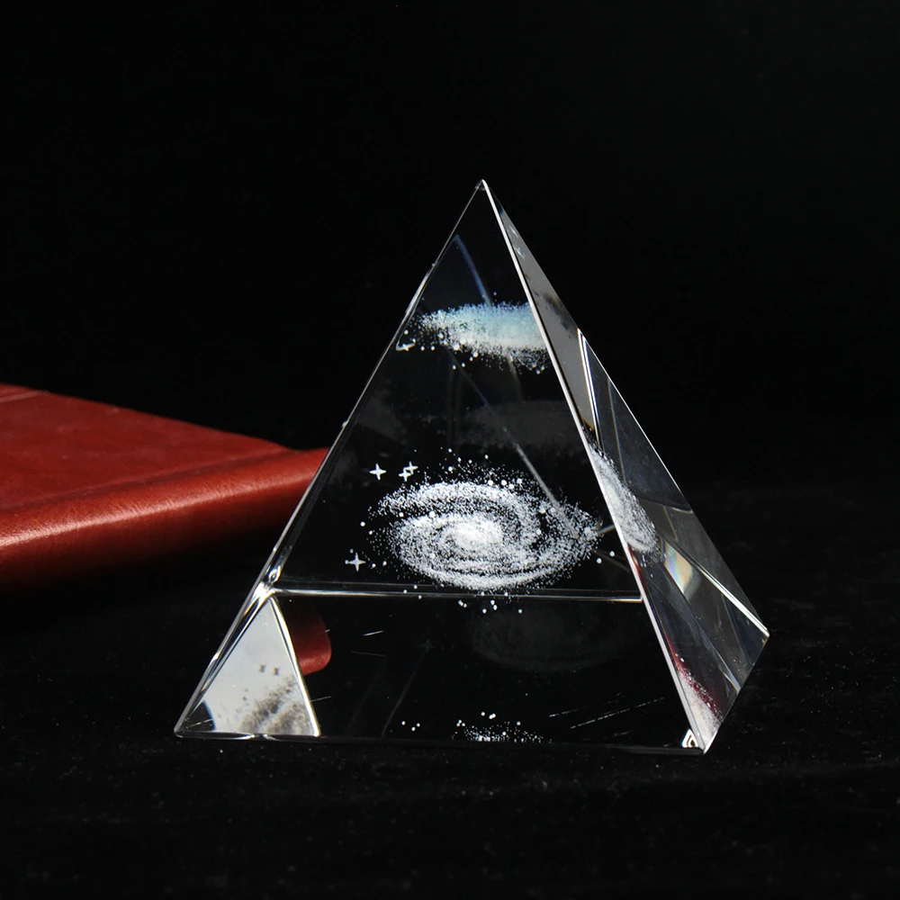 Crystal Pyramid Custom 3D Pyrmaid Custom - Laser Engraved Galaxy Crystal Pyramid