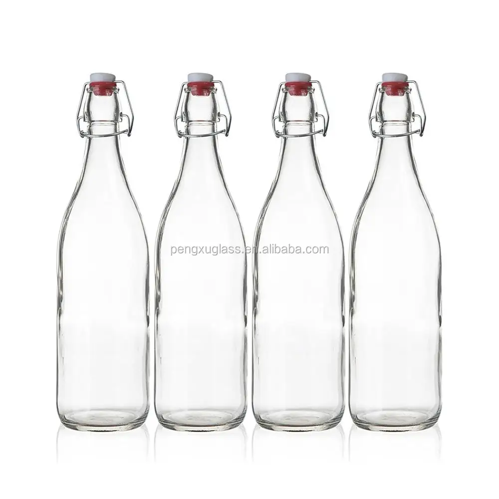 Paquete de 8 botellas de vidrio de 1 litro con tapones, para fermentación,  kombucha, elaboración de cerveza