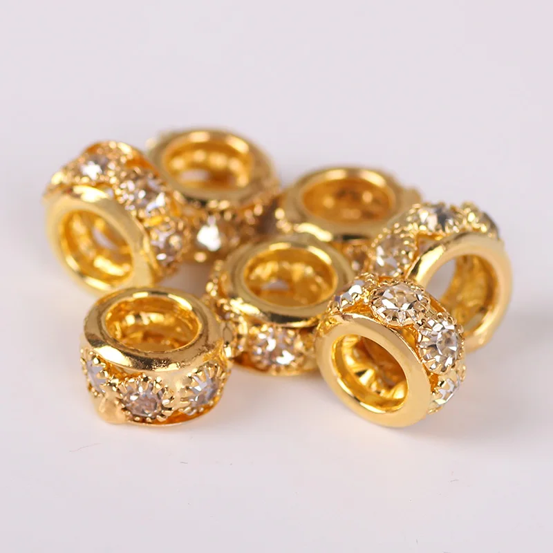 10Pcs 8 /10mm Big Hole Crystal Beads Rhinestone Loose Spacer Beads For  Jewelry Making Bracelet Necklace DIY Accessories