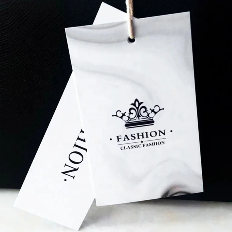High-end Custom-made Hangtags for Clothing Own logo Embossed Gold  with Fashionable GirlsJeans Hang Tag