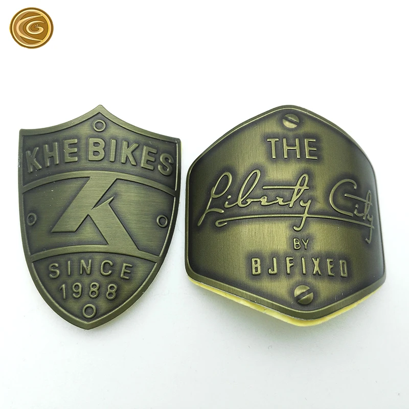KHE Bikes Bronze Colour Printing Embossed Circle for Bicycle Metal Brand Logo Label