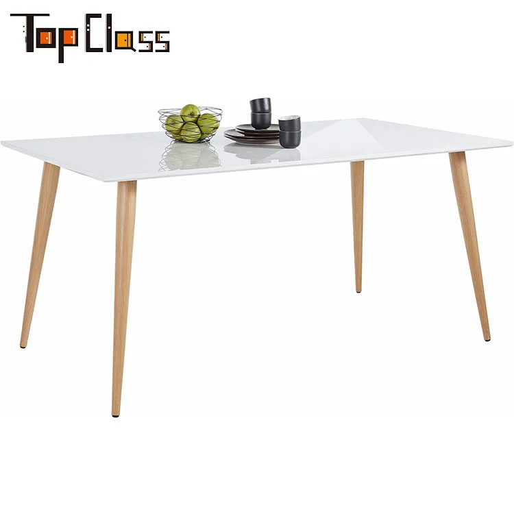 Luxury Leather Dinner Dining Table 6 Chairs Set Modern Wood Dining Room