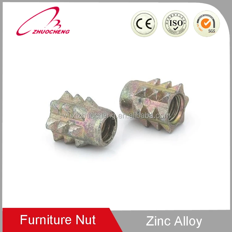 Customized M4 M8 M6 Hex Socket Self Tapping Fitting Fastener Yellow Plated Through Hole Internal and External Thread Insert Nut
