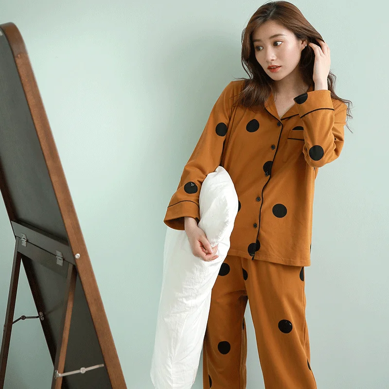 
 Сезон осень 2019, женские пижамы, женская одежда для сна с низким минимальным заказом, пижамы для грудного вскармливания в горошек  