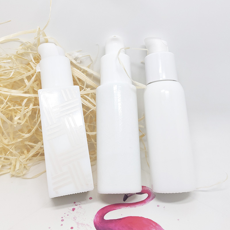 Lotion Pump White Opal Glass Square Porcelain Cosmetic Pump 30ml Ceramic Lotion Bottle